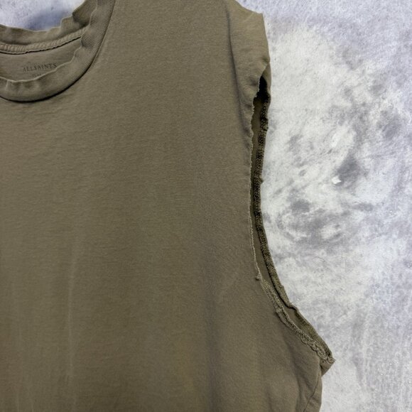 Allsaints Tank Top Shirt Mens XL Brown Oversized Fit Cut Off - Picture 3 of 9